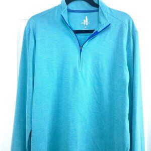 Johnnie-O Mens Sweater Green Bert Striped 1/4 Zip Pullover Long Sleeve Size M